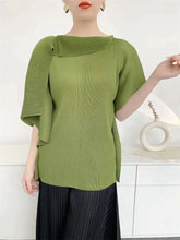 Pleat Plissé Asymmetric Draped Top
